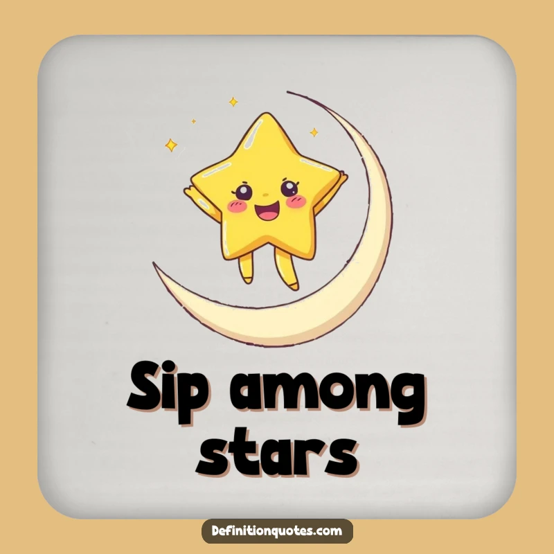 Funny Star Moon Drink Coaster: Celestial Party Protection