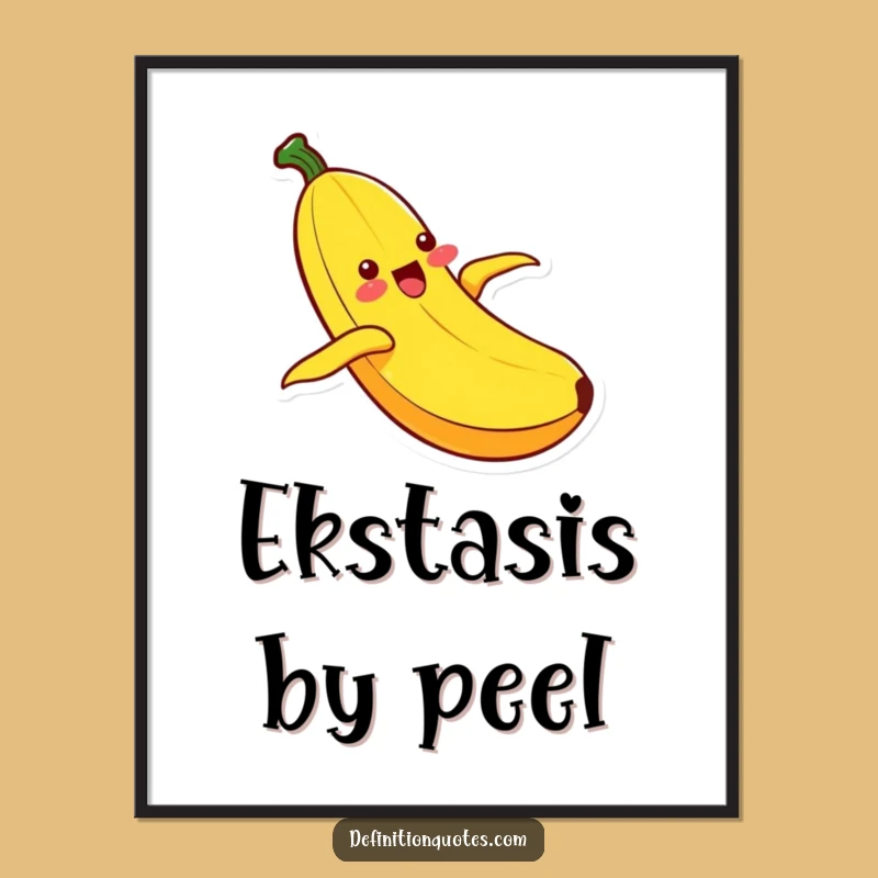 Funny Kawaii Banana Sliding Poster: Ecstatic Wall Art for a Cheerful Vibe