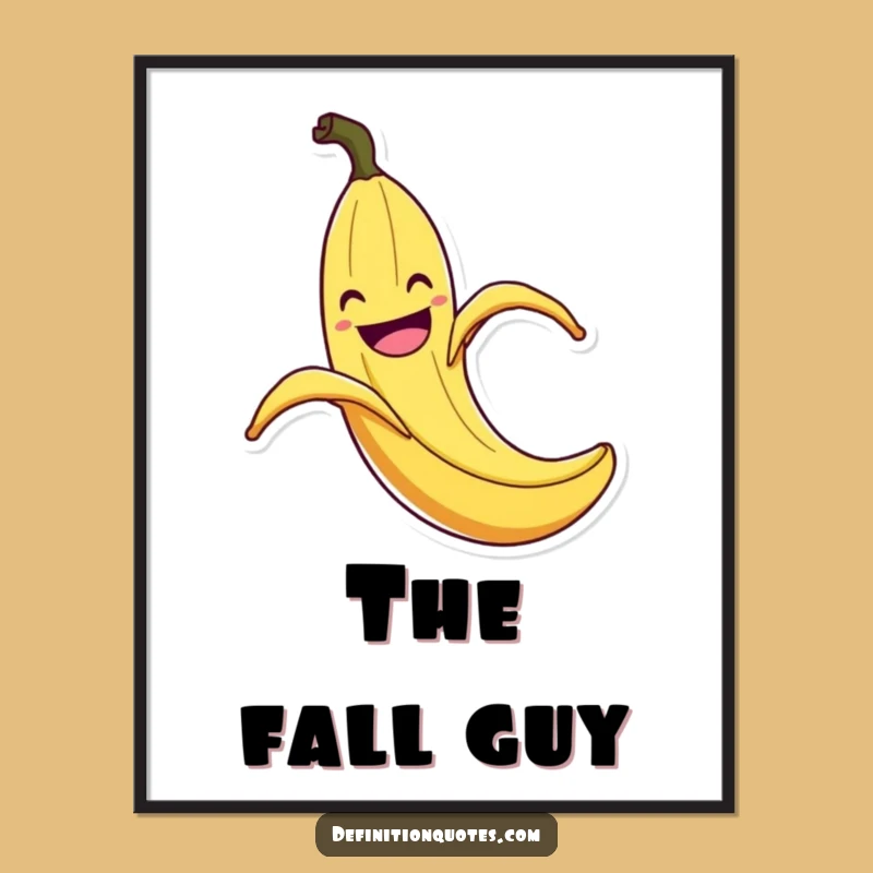 Funny Banana Peel Slip Poster: Exaggerated Flair Art, Whimsical Decor