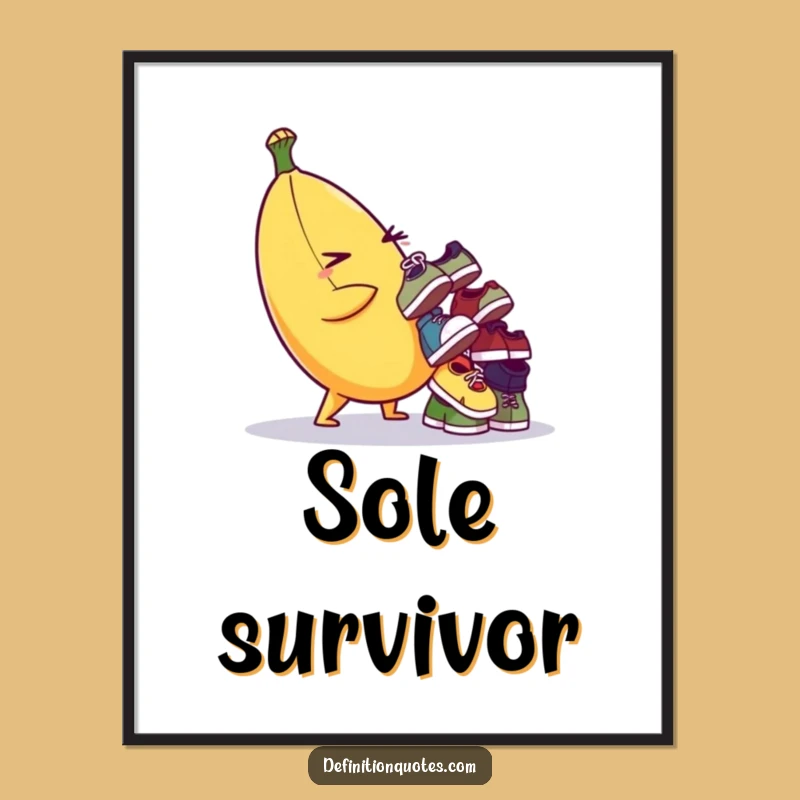 Funny Banana Shoe Balancing Act Poster - Quirky Wall Decor