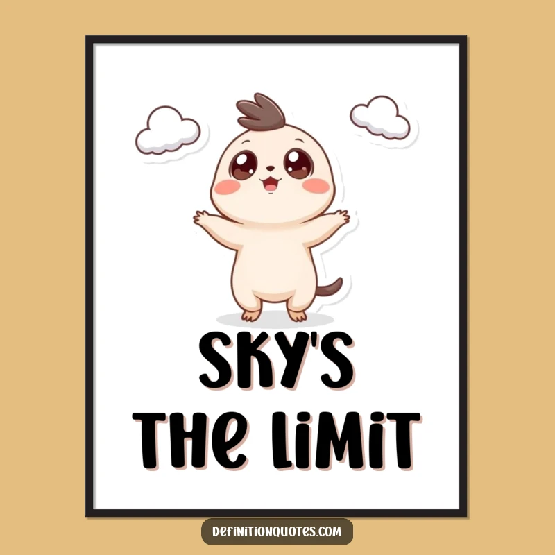 Funny Cloud Juggler Poster: Googly Eyed Creature Art, Great Funny Gift