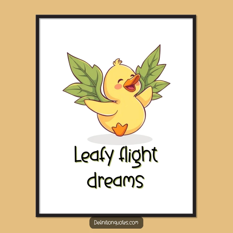 Funny Flying Duck Poster: Hilarious Leaf-Winged Art for Walls