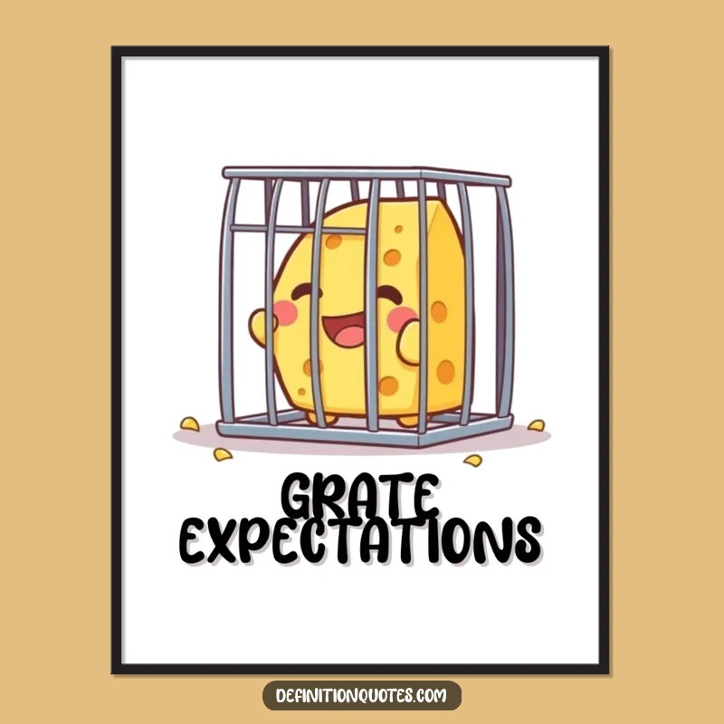 Funny Kawaii Cheese Escape Poster - Hilarious Wall Art for Dreamers