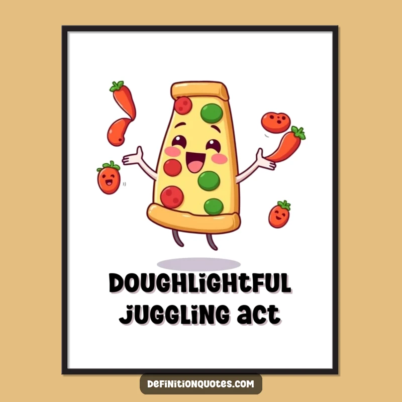 Funny Pizza Juggling Pepperoni Poster: Adorn Your Walls with Comical Food Art