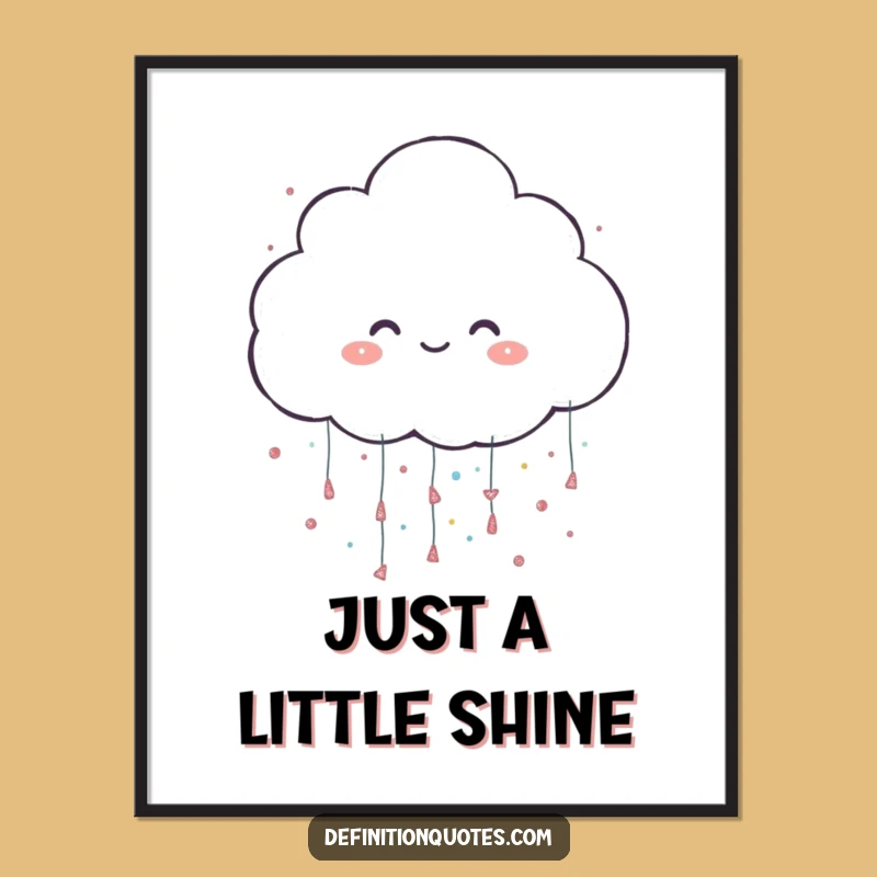 Funny Glitter Cloud Poster - Cheerful Art Raining Sparkles, Wall Decor Gift