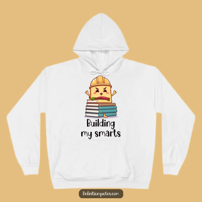 Funny Sandwich Book Balance Hoodie: Cozy Hard Hat Character Warm Funny Gift