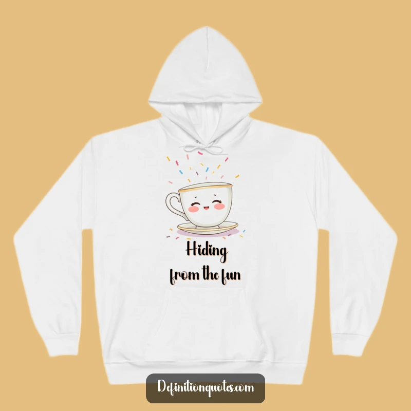 Funny Teacup Hiding Hoodie: Shy Confetti Panic, Cozy and Hilarious Introvert Gift