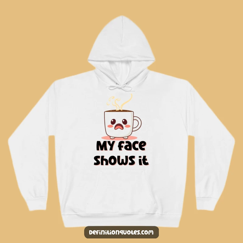 Funny Startled Coffee Mug Hoodie: Cozy Up with Comical Caffeine Vibes