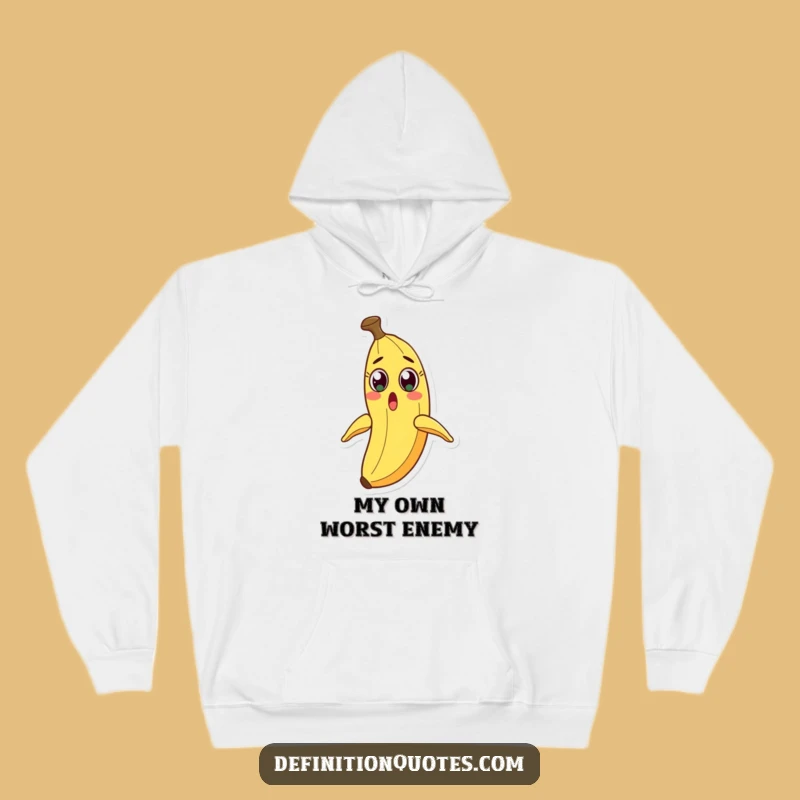 Funny Surprised Banana Peel Slide Hoodie - Cozy Character Apparel for Ultimate Comfort