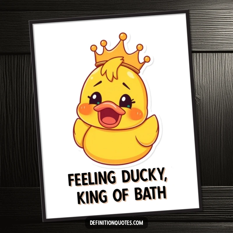 Funny Free Printable Wall Art: A crowned rubber ducky looks utterly shocked, adding a hilarious touch to decor.