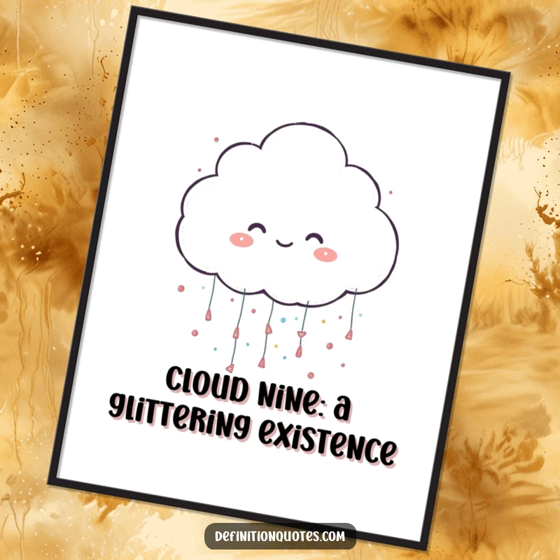 Funny Free Printable Wall Art: Cheerful cloud character playfully raining oversized, magical glitter, adding sparkle to any room.