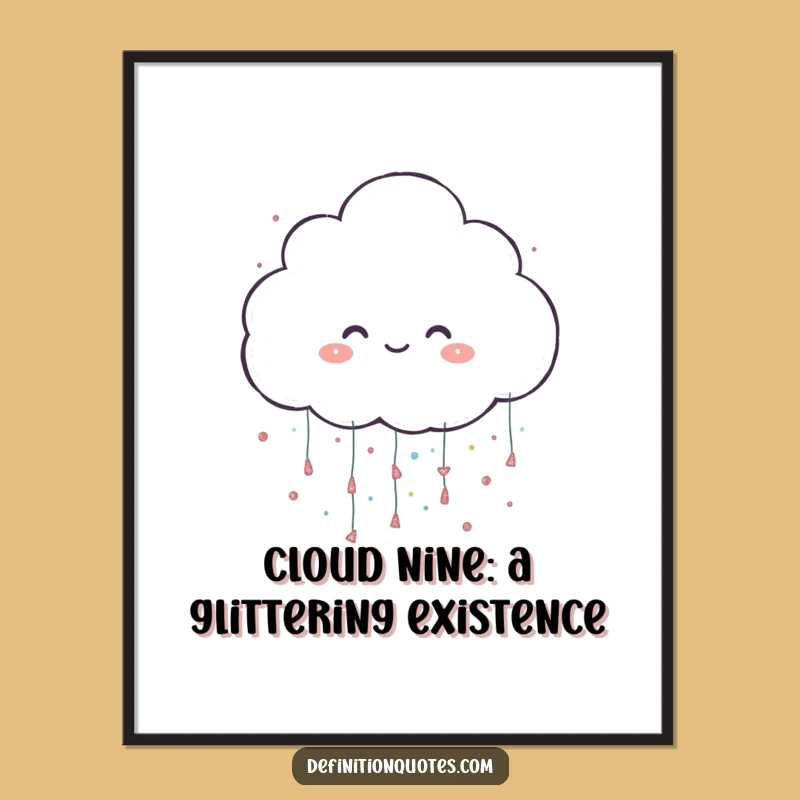 Free Printable Glitter Cloud Wall Art - Funny Whimsical Art Downloadable