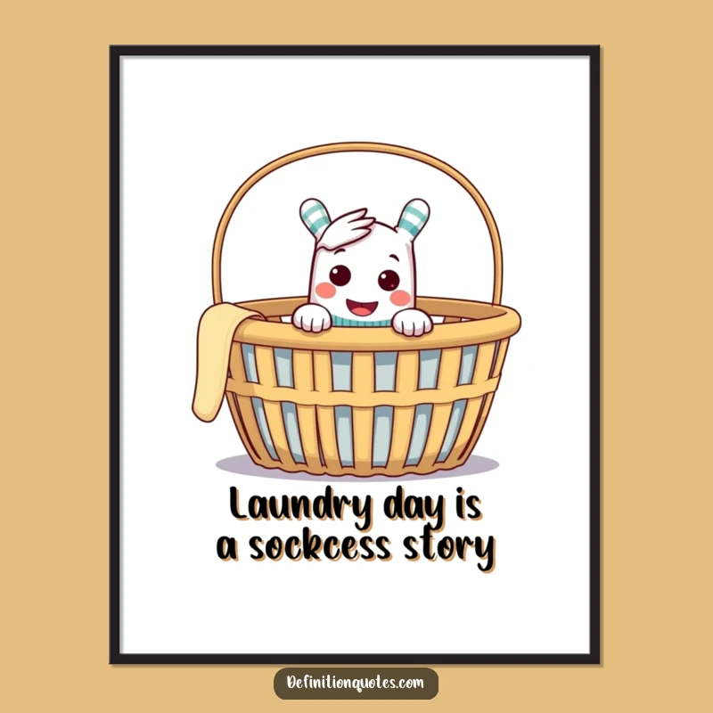 Funny Free Printable Wall Art: Cheeky Sock Puppet Laundry Basket Mischief Decor