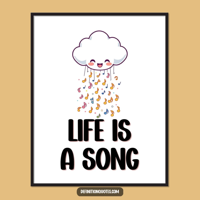 Joyful Free Printable Cloud Wall Art - Musical Notes Downloadable Decor Gift