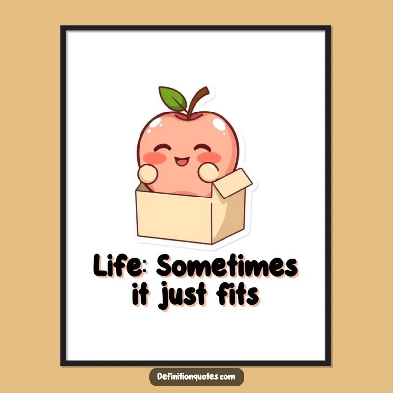 Free Printable Wall Art: Funny Apple Trying to Fit Downloadable Art!