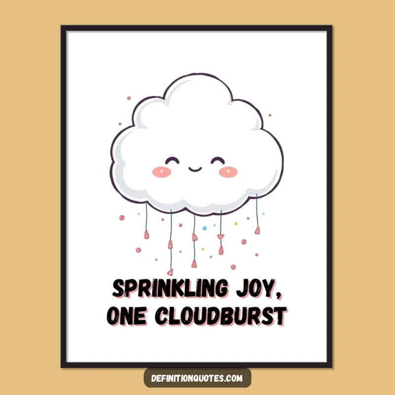 Funny Free Printable Wall Art: Glitter Cloud Shower, Quirky Downloadable Decor