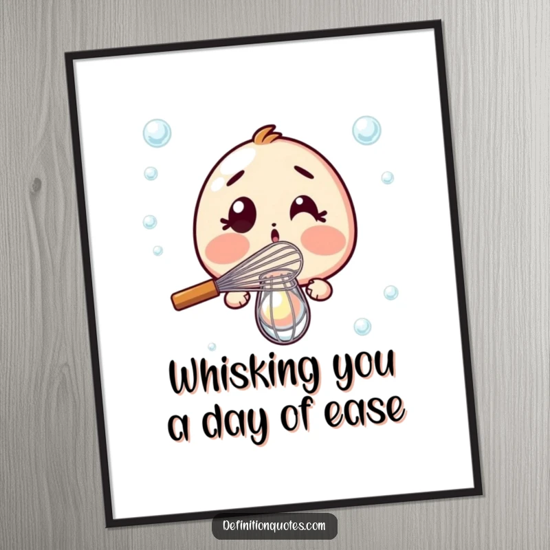 Funny Free Printable Wall Art: Astonished whisk frozen mid-whisk, surrounded by zero bubbles, creating kitchen comedy.