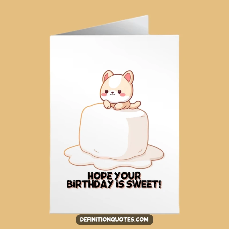 Free Printable Birthday Card: Animal Slips on Marshmallow - Funny Downloadable for Sweet Wishes