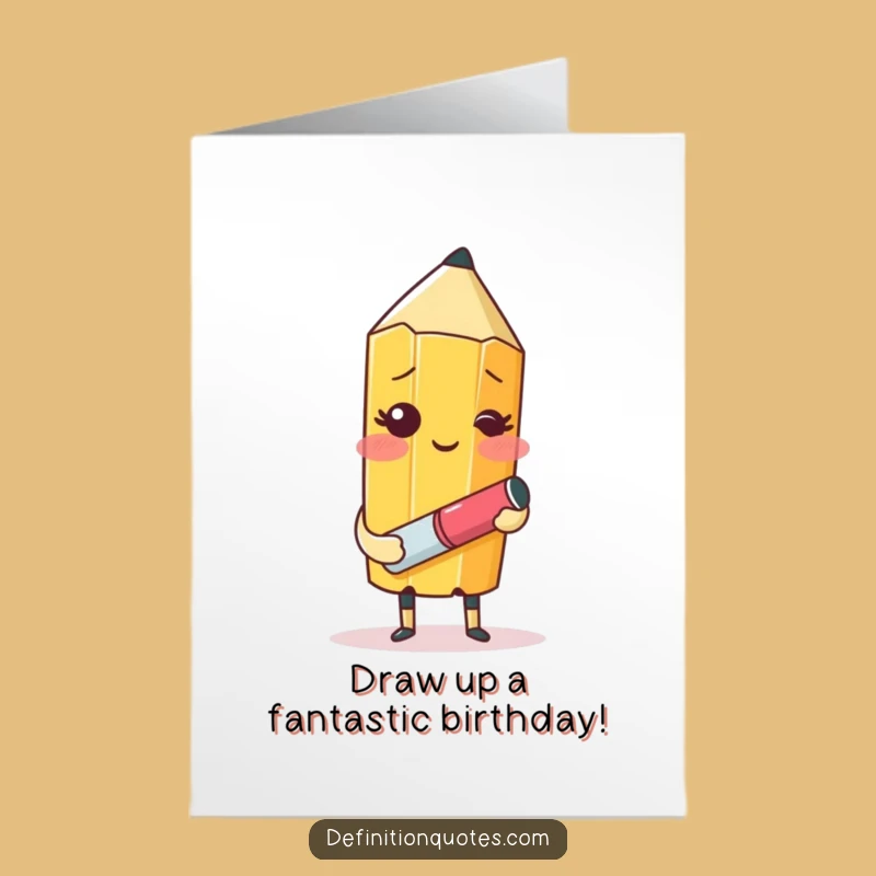 Free Printable Birthday Card: Self-Drawing Pencil Funny Artist Gift for Creatives