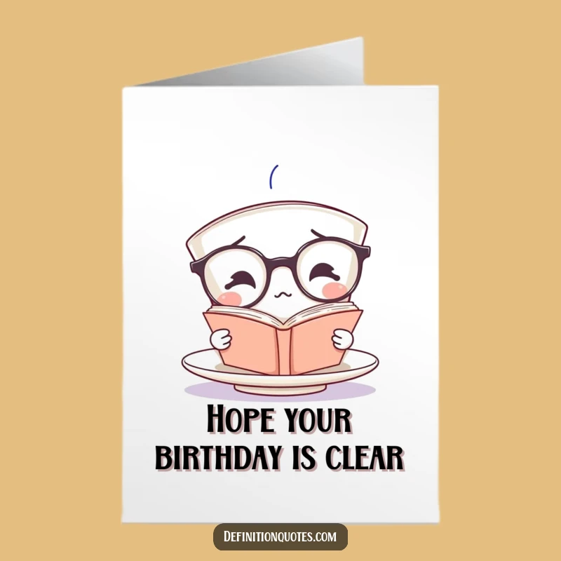 Wish them a happy birthday with a quirky twist using this free printable card. A confused teacup and book, perfect for print-at-home laughs.