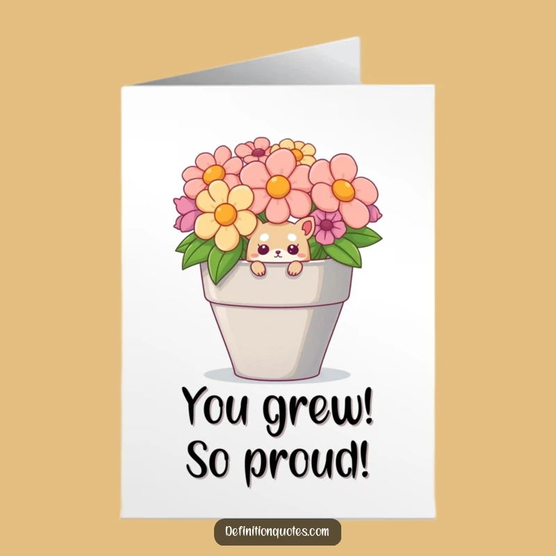 Free Printable Congrats Card: Curious Creature in Giant Pot - Funny Downloadable Surprise