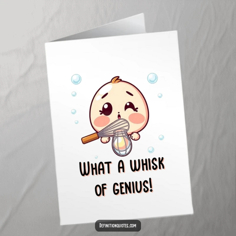 Funny Free Printable Congratulations Card: Shocked whisk stares blankly, failing spectacularly to create any bubbles.