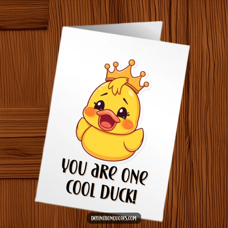 Funny Free Printable Congratulations Card: An overjoyed, crowned rubber ducky wears a comically shocked expression.