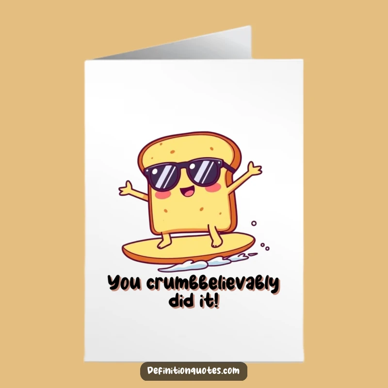 Free Printable Congrats Card: Kawaii Toast Surfing Success, Funny Downloadable Gift