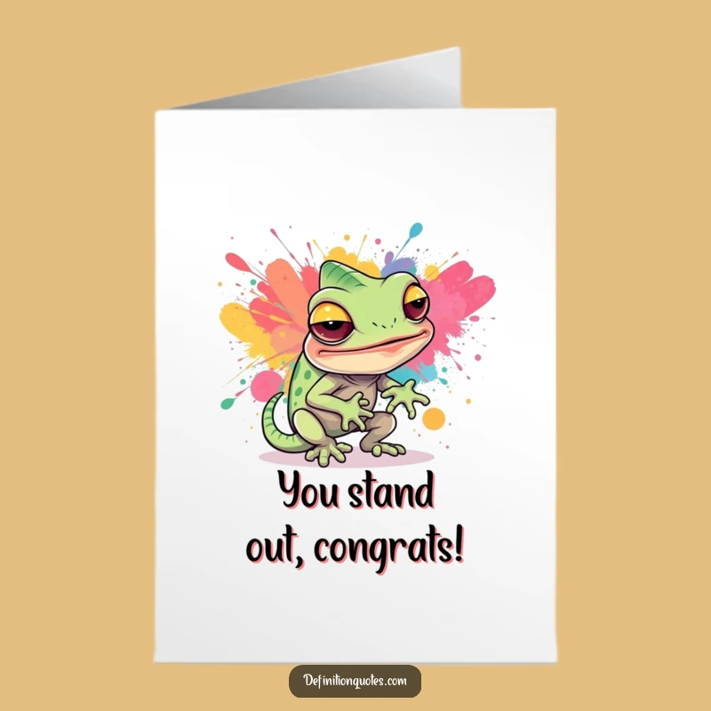 Free Printable Chameleon Card - Blending In Congrats Downloadable Gift for Success