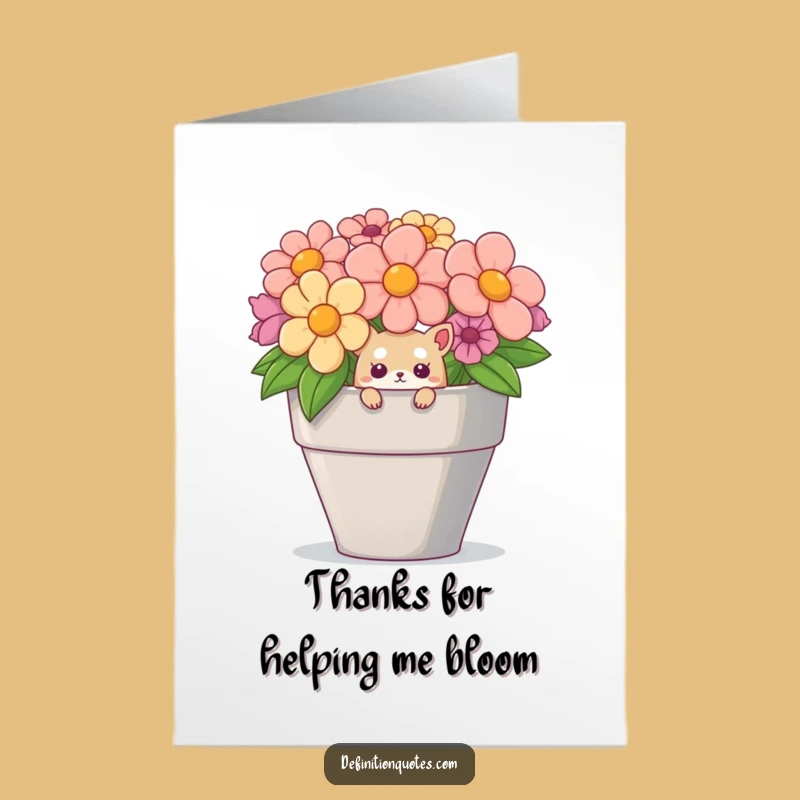 Free Printable Thank You Card: Curious Creature in Giant Pot - Funny Downloadable Gratitude