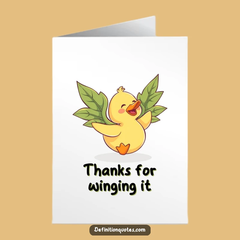 Thank them for something wonderful with a touch of flighty charm with this free printable card. A duck with leaf wings, print-at-home gratitude!