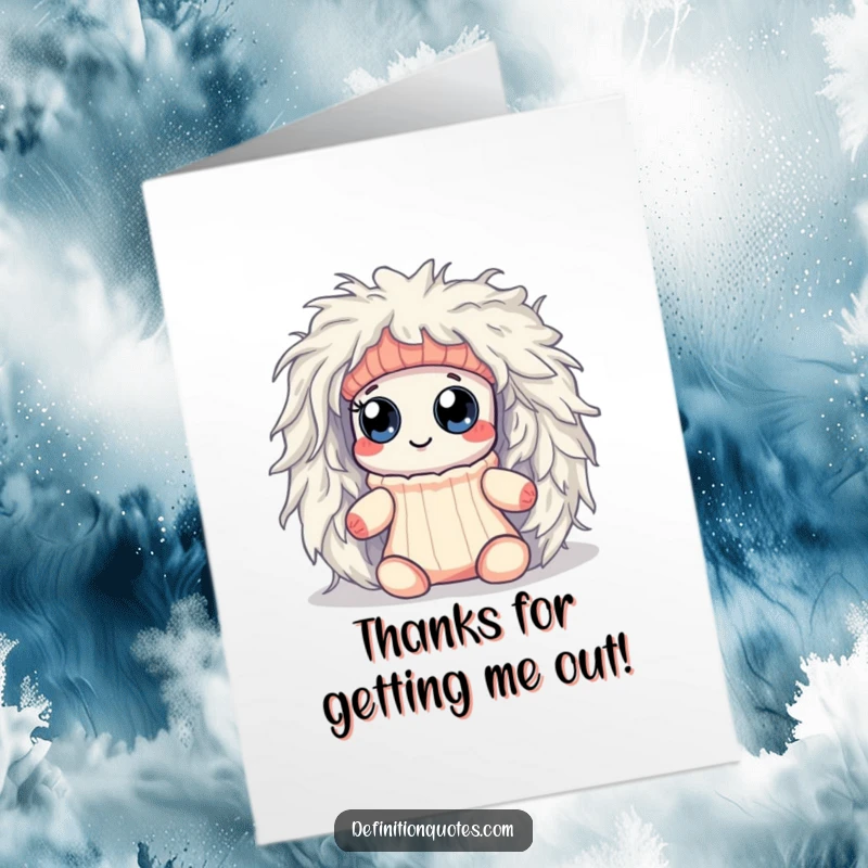 Funny Free Printable Thank You Card: A googly-eyed Kawaii sock makes a comical escape from a dryer lint monster.