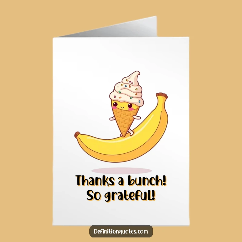 Free Printable Thank You Card: Funny Ice Cream Cone - Downloadable Quirky Gift