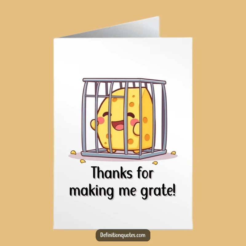 Thank them for their help with this free printable card! A cheese character’s escape provides a humorous way to show gratitude, ready for print-at-home.