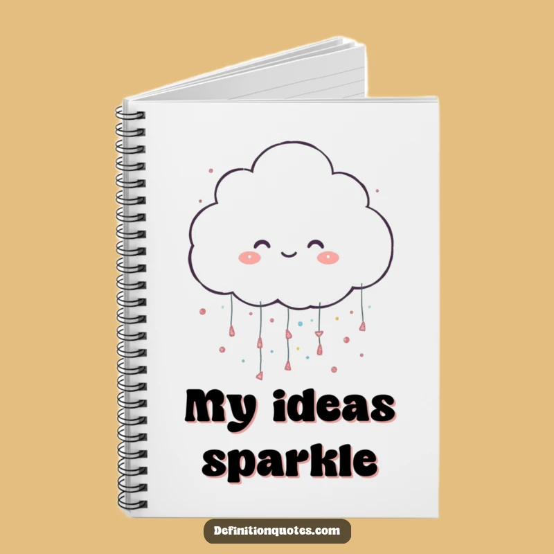 Funny Glitter Cloud Notebook - Cheerful Journal Raining Sparkles, Writing Gift