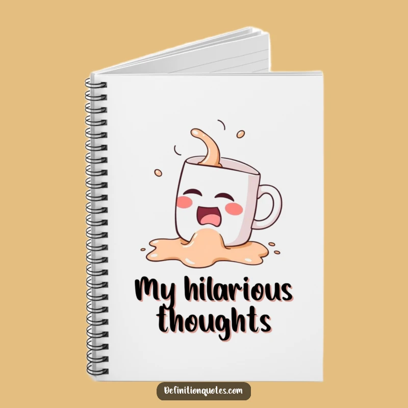 Funny Kawaii Coffee Mug Spill Notebook - Hilarious Gift for Coffee Lovers