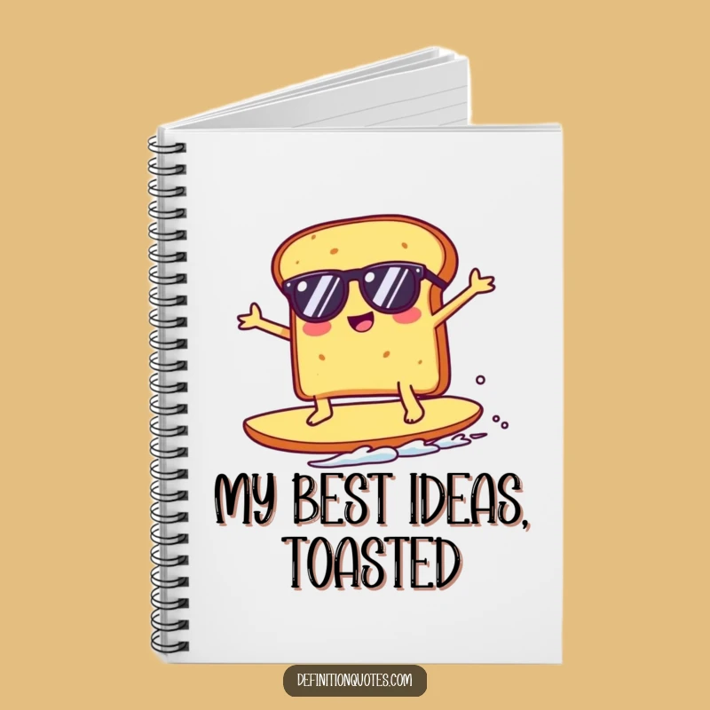 Funny Kawaii Toast Surfing Crumb Notebook - Hilarious Journal Gift for Writers