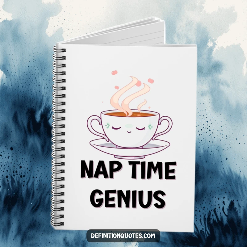 Funny Napping Teacup Notebook: Lined journal with a serene napping teacup design enveloped in steam, ideal for funny notes and creative journaling.