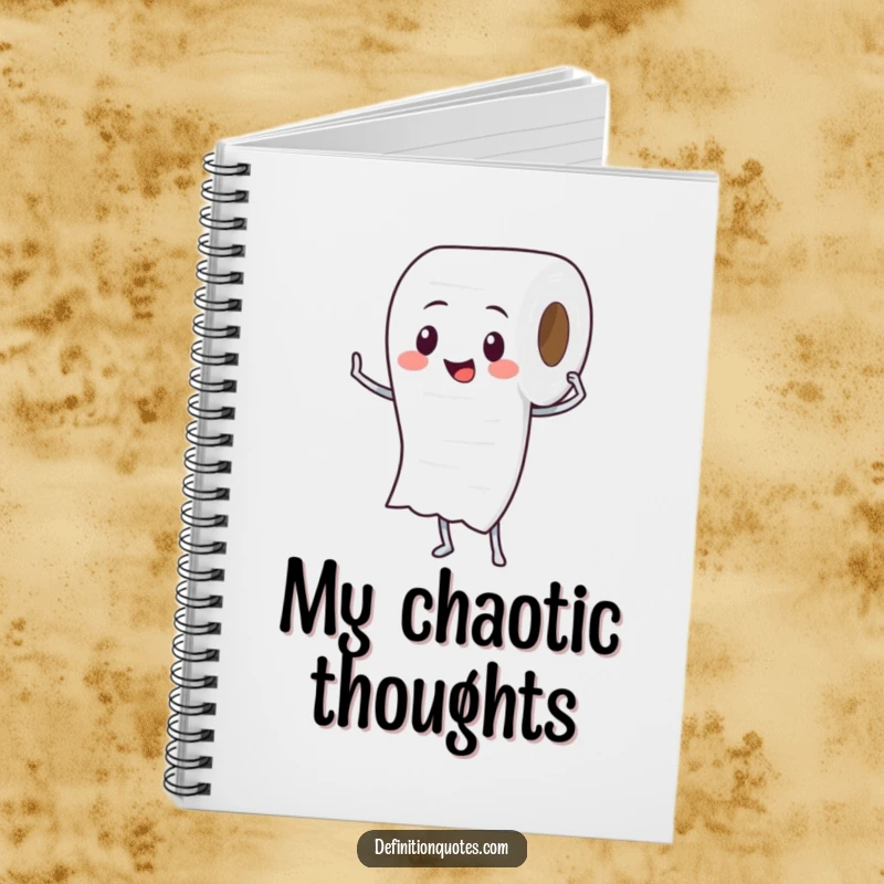 Funny Toilet Paper Roll Notebook: Features a proud toilet paper roll character unspooling itself, great for notes.