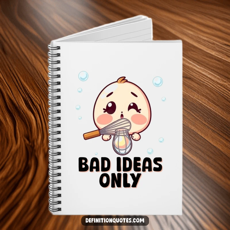 Funny Notebook: Surprised whisk dramatically failing to whisk a single bubble, inspiring humorous recipe writing.