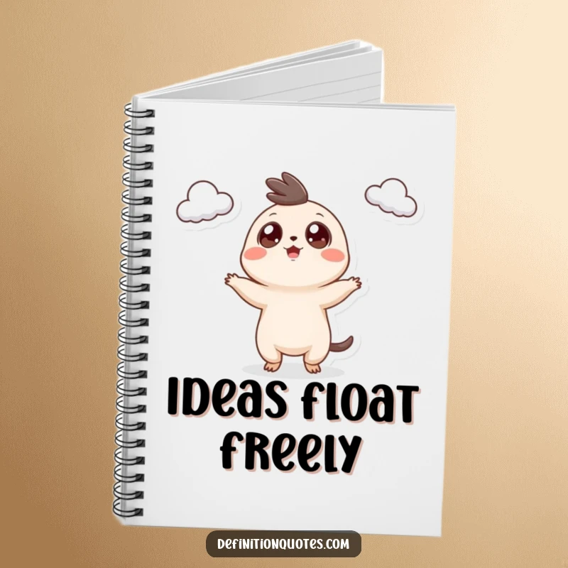 Funny Notebook: A tiny creature with googly eyes joyfully juggling three small clouds, ready for your notes.