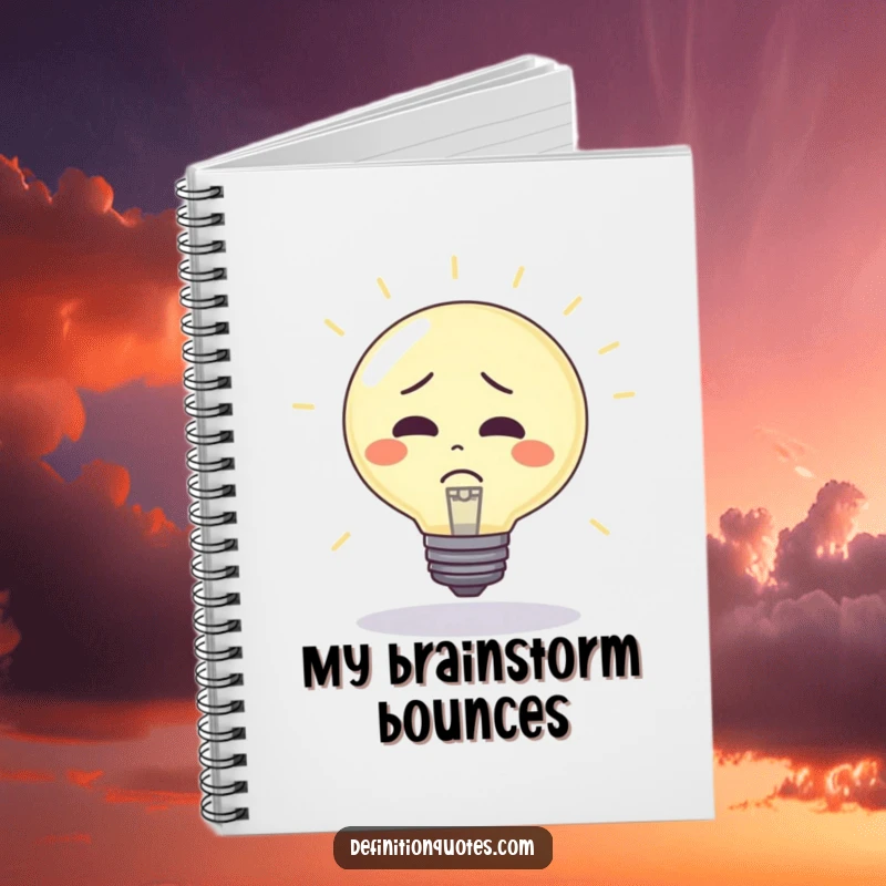 Funny Notebook: Confused lightbulb character being used as a bouncy ball, inspiring humorous note-taking and idea generation.