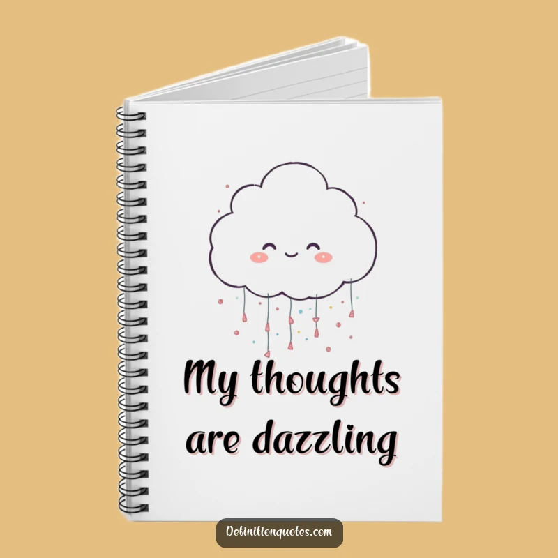 Funny Glitter Cloud Notebook: Cheerful Character Raining Sparkles for Notes
