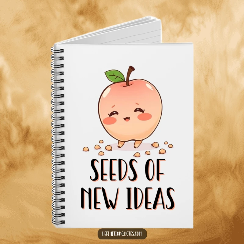 Funny tripping apple character, blushing, scattering seeds, ruled notebook, perfect for journaling and humor, great gift.