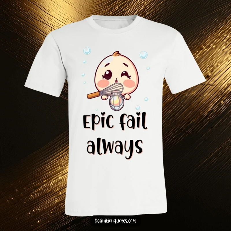 Funny T-Shirt: Surprised whisk dramatically failing to whisk a single bubble, a humorous take on kitchen struggles.