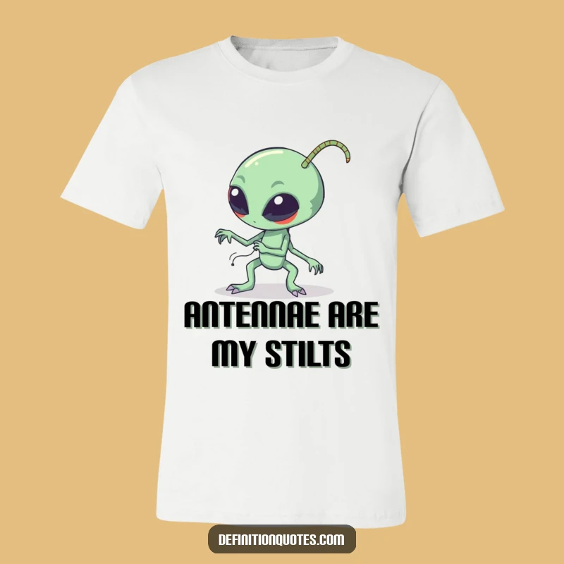 Funny Clumsy Alien T-Shirt - Comical Sci-Fi Character Tripping Design for Laughs