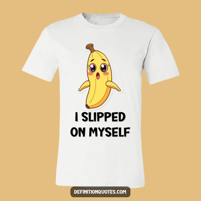 Funny Surprised Banana Peel Slide T-Shirt - Comical Character Tee for a Good Laugh