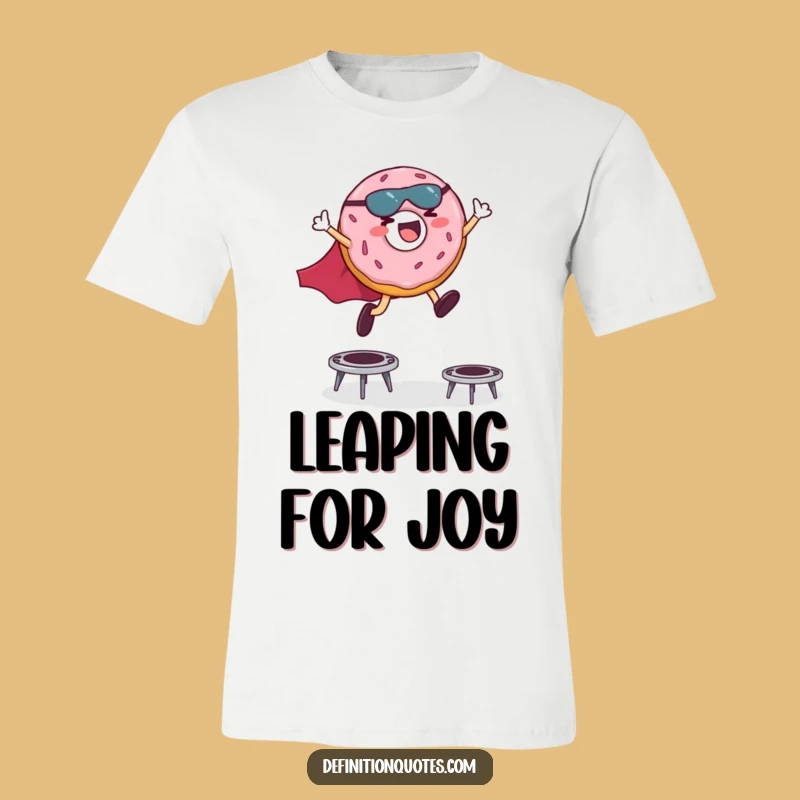 Funny Superhero Donut T-Shirt: Giggling Hero Leaping Trampolines for Fun Gift