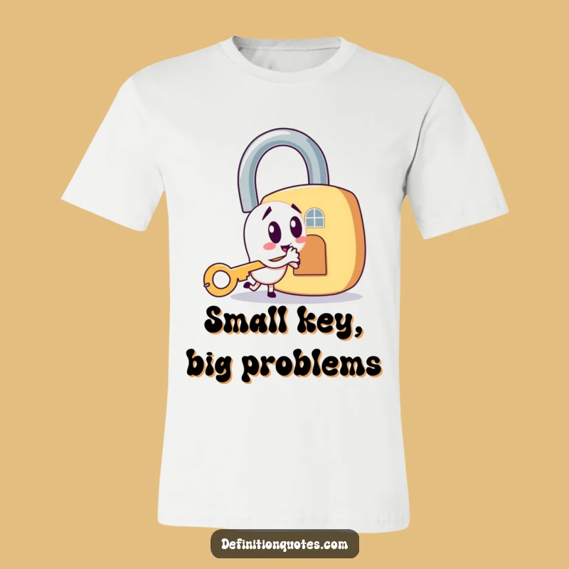 Funny Key & Padlock T-Shirt: Mischievous Character's Funny Challenge Tee
