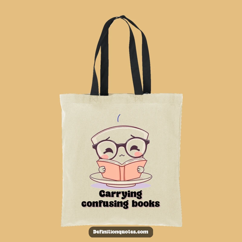 Funny Teacup Tote Bag: Hilarious Spectacled Reader Accessory